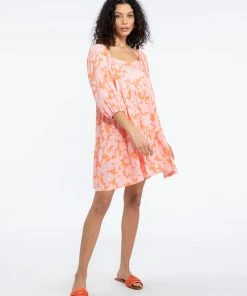 Sanctuary Clothing Floral Collage Weekender Babydoll Dress Melon Field