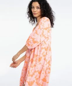 Sanctuary Clothing Floral Collage Weekender Babydoll Dress Melon Field