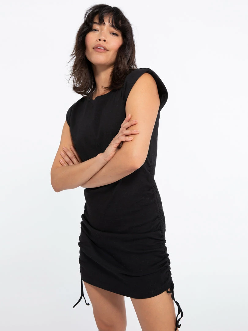 Sanctuary Clothing Drawcord Mini Dress Black 1 Sanctuary Clothing Drawcord Mini Dress Black