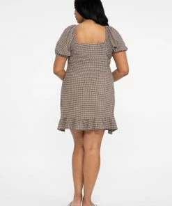 Sanctuary Clothing East To West Mini Dress Chocolate Gingham Inclusive Collection Summer