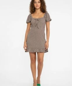 Sanctuary Clothing Summer East To West Mini Dress Chocolate Gingham