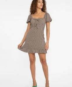 Sanctuary Clothing Summer East To West Mini Dress Chocolate Gingham