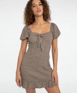 Sanctuary Clothing Summer East To West Mini Dress Chocolate Gingham