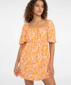 Sanctuary Clothing Daisy Open Back Dress Tangerine Stencil Summer