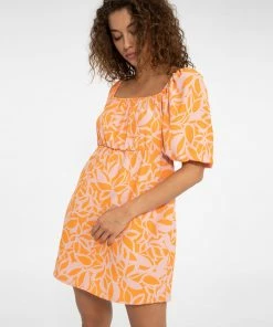 Sanctuary Clothing Daisy Open Back Dress Tangerine Stencil Summer