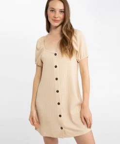 Sanctuary Clothing Button Up Knit Dress Clean Sand