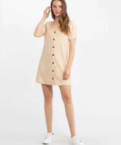 Sanctuary Clothing Button Up Knit Dress Clean Sand