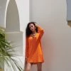 Sanctuary Clothing Summer Crochet Beach Days Dress Tangerine