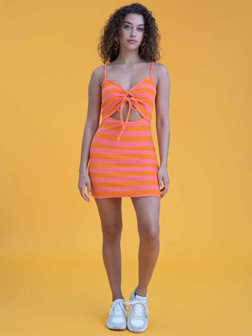 Sanctuary Clothing Deep End Terrycloth Dress Shell Pink/ Tangerine Stripe Summer 2 Sanctuary Clothing Deep End Terrycloth Dress Shell Pink/ Tangerine Stripe Summer