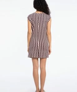 Sanctuary Clothing Twisted Waist Bodycon Dress Flamingo Geo