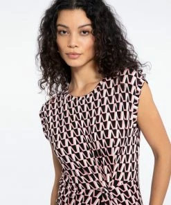 Sanctuary Clothing Twisted Waist Bodycon Dress Flamingo Geo