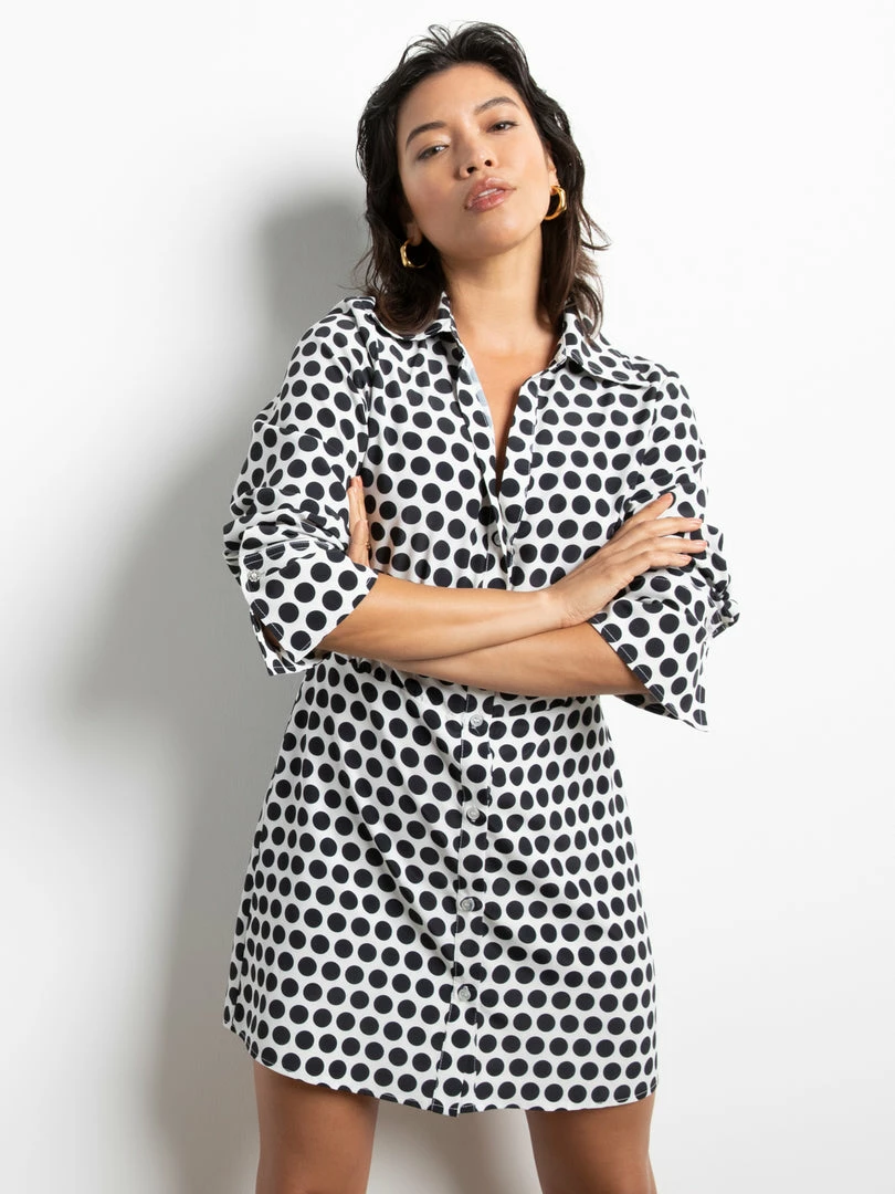 Sanctuary Clothing Modern Shirt Dress Optical Dot 2 Sanctuary Clothing Modern Shirt Dress Optical Dot