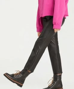 Sanctuary Clothing Leather Like Carnaby Kick Crop Pant Black