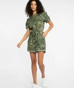 Sanctuary Clothing Risk Taker Romper Palm Camo Summer