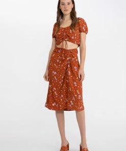 Sanctuary Clothing Twist Me Midi Skirt Earth Bloom Summer
