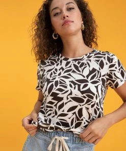 Sanctuary Clothing The Perfect Tee Chocolate Stencil