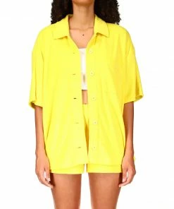 Sanctuary Clothing Terrycloth Vaycay Shirt Sunshine
