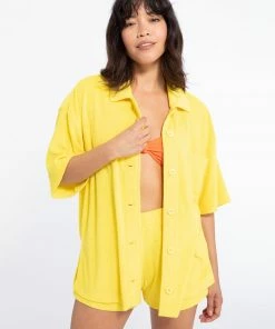 Sanctuary Clothing Terrycloth Vaycay Shirt Sunshine