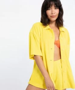 Sanctuary Clothing Terrycloth Vaycay Shirt Sunshine