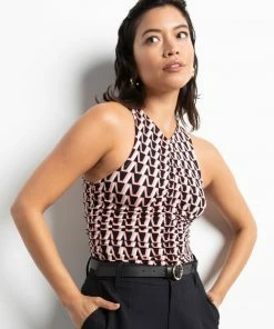 Sanctuary Clothing Ruched Up Tank Flamingo Geo