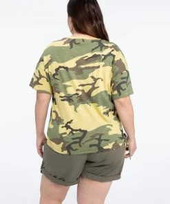 Sanctuary Clothing Camo & Surplus Drawstring Tee Moss Camo Inclusive Collection