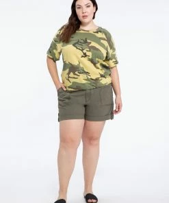 Sanctuary Clothing Camo & Surplus Drawstring Tee Moss Camo Inclusive Collection