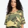 Sanctuary Clothing Drawstring Tee Moss Camo