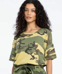 Sanctuary Clothing Drawstring Tee Moss Camo