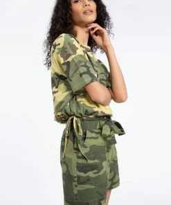 Sanctuary Clothing Drawstring Tee Moss Camo