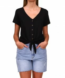 Sanctuary Clothing By My Side Tie Tee Black