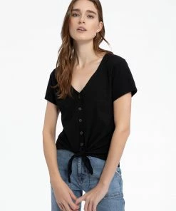 Sanctuary Clothing By My Side Tie Tee Black