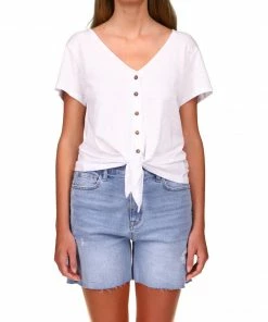 Sanctuary Clothing Sustainable By My Side Tie Tee White