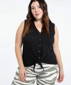 Sanctuary Clothing The Curve Shop Amuse Tie Front Tee Black Inclusive Collection