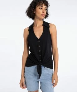 Sanctuary Clothing Amuse Tie Front Tee Black 8 Sanctuary Clothing Amuse Tie Front Tee Black