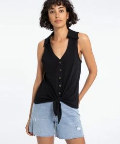 Sanctuary Clothing Amuse Tie Front Tee Black