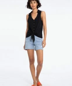 Sanctuary Clothing Amuse Tie Front Tee Black