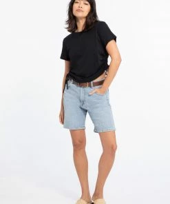 Sanctuary Clothing Side Drawstring Tee Black Summer