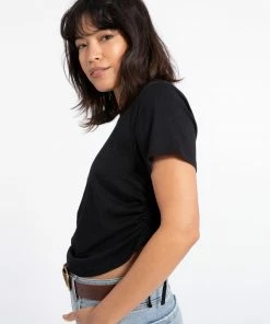 Sanctuary Clothing Side Drawstring Tee Black Summer