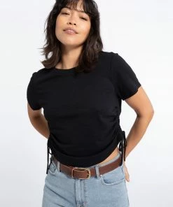 Sanctuary Clothing Side Drawstring Tee Black Summer