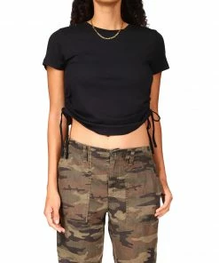 Sanctuary Clothing Side Drawstring Tee Black Summer