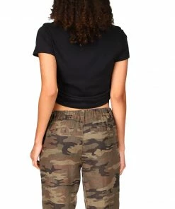 Sanctuary Clothing Side Drawstring Tee Black Summer