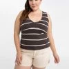 Sanctuary Clothing Summer Twist Front Tank Chocolate / White Stripe Inclusive Collection