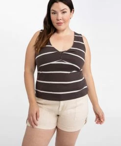 Sanctuary Clothing Summer Twist Front Tank Chocolate / White Stripe Inclusive Collection
