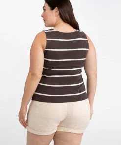 Sanctuary Clothing Summer Twist Front Tank Chocolate / White Stripe Inclusive Collection