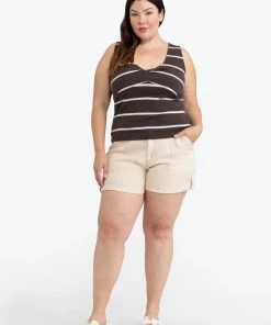 Sanctuary Clothing Summer Twist Front Tank Chocolate / White Stripe Inclusive Collection
