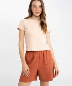 Sanctuary Clothing Lettuce Edge Baby Tee Clay Summer