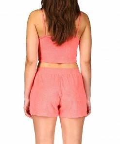 Sanctuary Clothing Terrycloth Drawstring Cami Shell Pink Summer