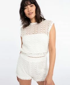 Sanctuary Clothing Crochet Short White Summer