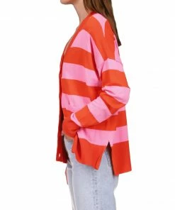 Sanctuary Clothing Cityscape Cardi Flamingo Red Stripe