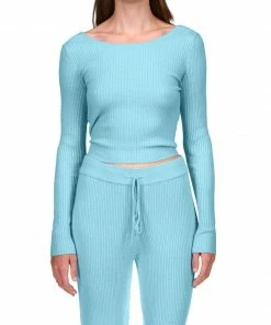 Sanctuary Clothing Twist Back Sweater Angel Blue